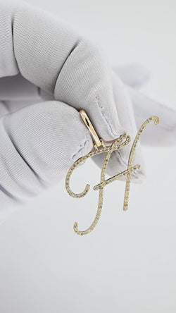 Harmonic Sparkle: 14k Gold Initial H Pendant with Diamonds