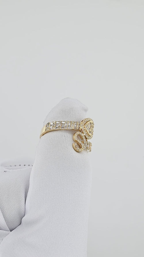 Sweetheart Signature: 14K Gold Initial S Ring with Heart