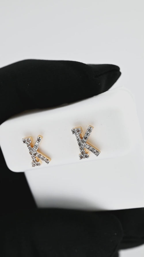 Initial A to z Stud screw back Earrings