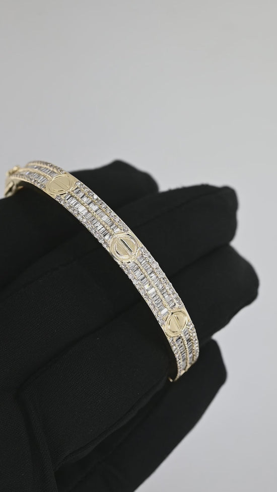 14K Gold Bangle with Diamonds for Her Bold and Timeless Style