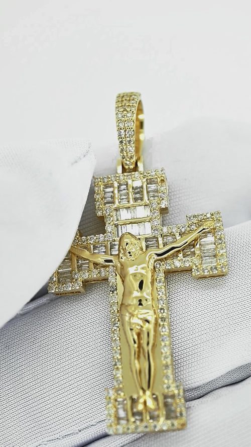 Heavenly Reflections: 14K Gold Jesus Cross Pendant